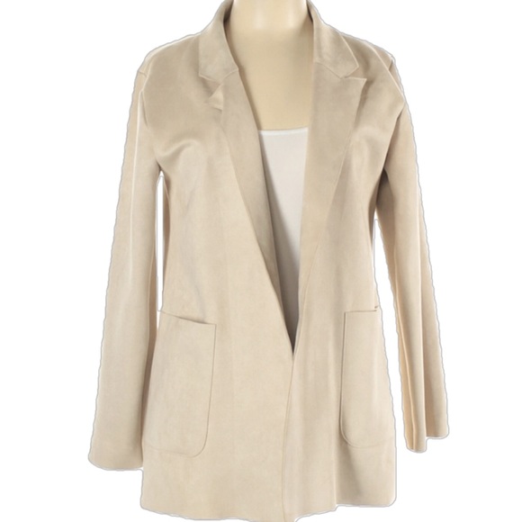 Zara Light Beige Suede Blazer